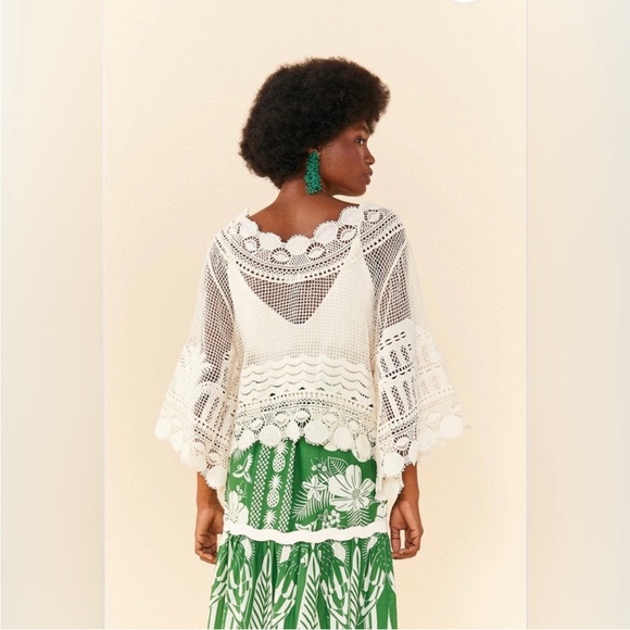 FARM Rio White Cropped Ruffled Blouse - Picture 8 of 16